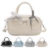 Simple Elegant Handbag Boston Shoulder Bag Lace Ribbon Bow Decor Crossbody Bag Small Square Bag Casual Women Bags