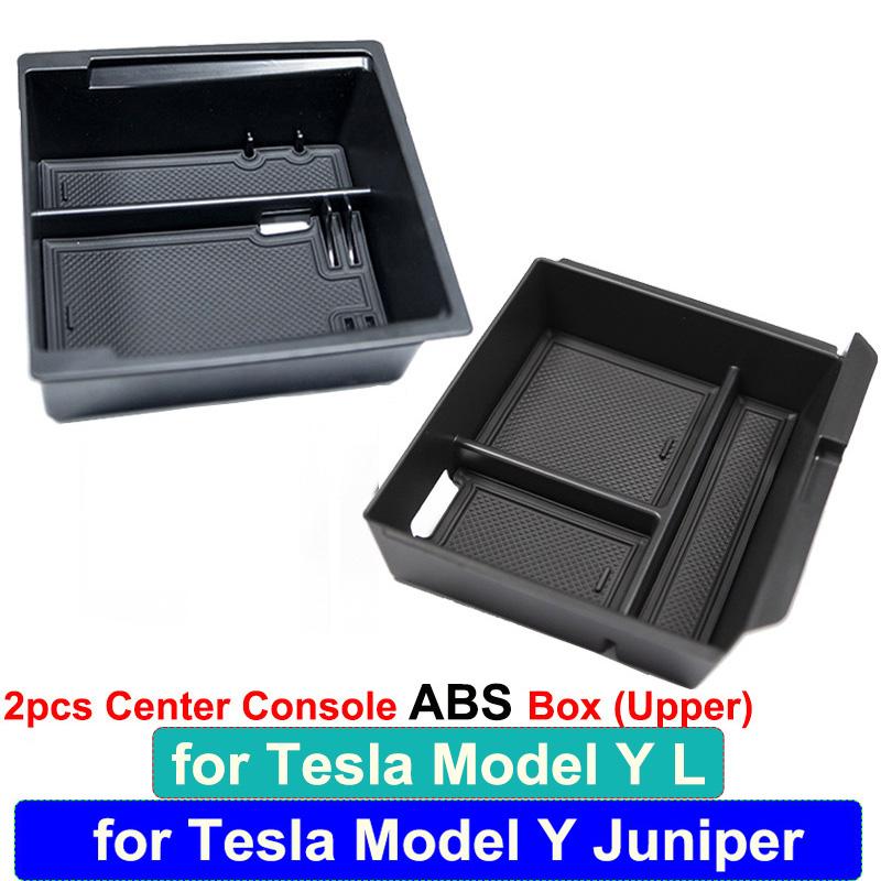for Tesla Model Y L 2026 Accessories Flocking Center Console Organizer Storage Box YL Juniper Car Cup Mat Armrest Box Organizers