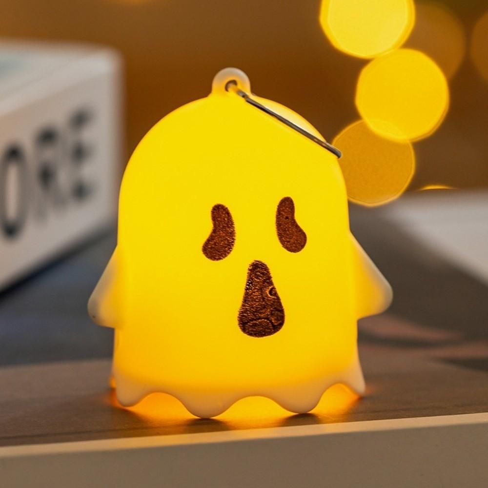 6PCS Luminous Ghost Pendant Halloween Ghost Light Gifts Kawaii Luminous Ghost Keychain Bag Charms