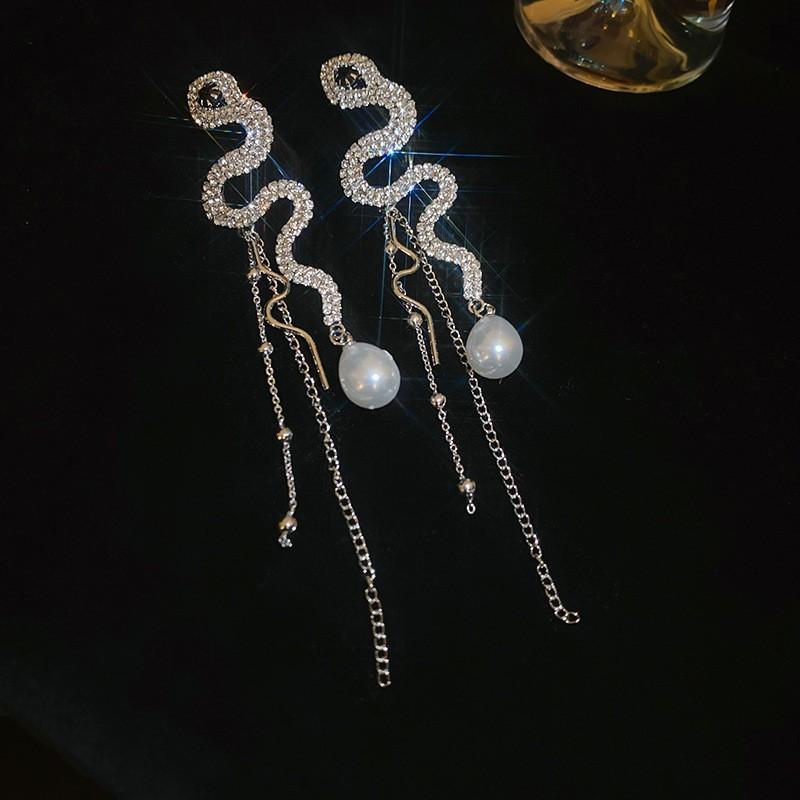 Silver Needle Super Flash Diamond Leaf Fringed Stud Earrings Temperament Earrings Women's Niche Design Earrings Light Luxury High Sense