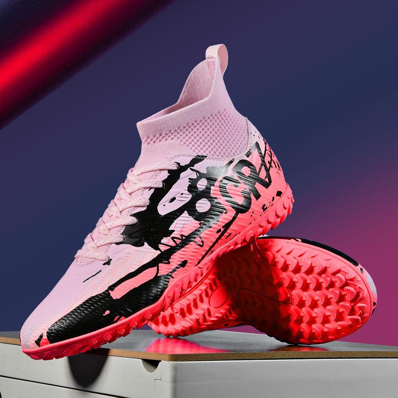 High-top football shoes tf broken nails artificial turf AG nails youth students men and women training sports shoes