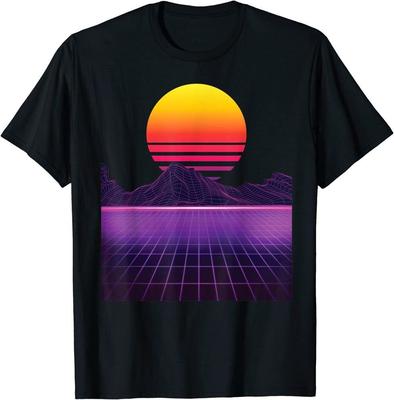 Koszula Unisex Bawełna Oversize Duży Rozmiar Estetyka Outrun Synthwave Vaporwave Retro z lat 80.