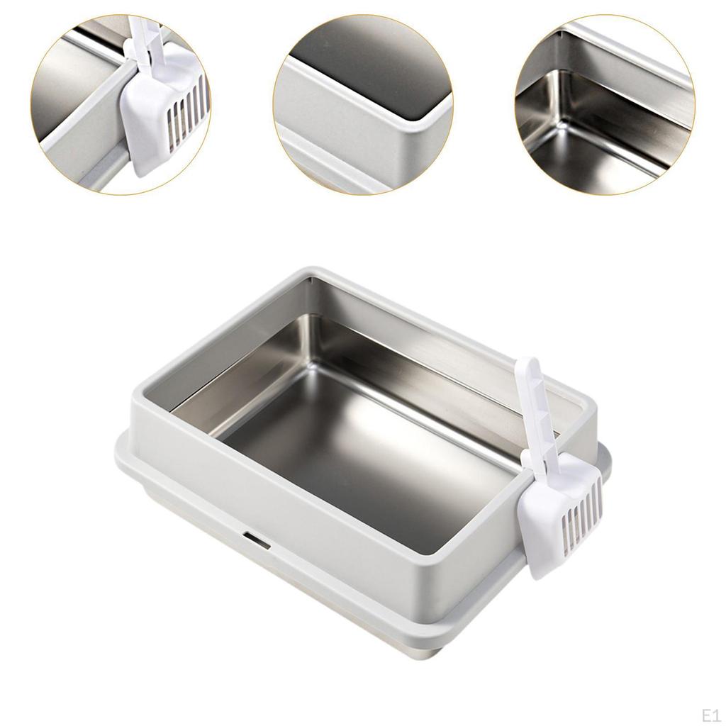 Open Top Pet Litter Box,Cat Toilet with Scoop,Cat Bedpan,Washable Cat Tray,Cat Sand