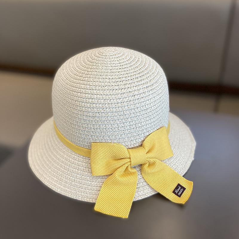 Children Straw Hat And Shoulder Bag Girls Summer Outdoor Beach Cap Cute Bow Travel Beach Sun Hat Crossbody Bag