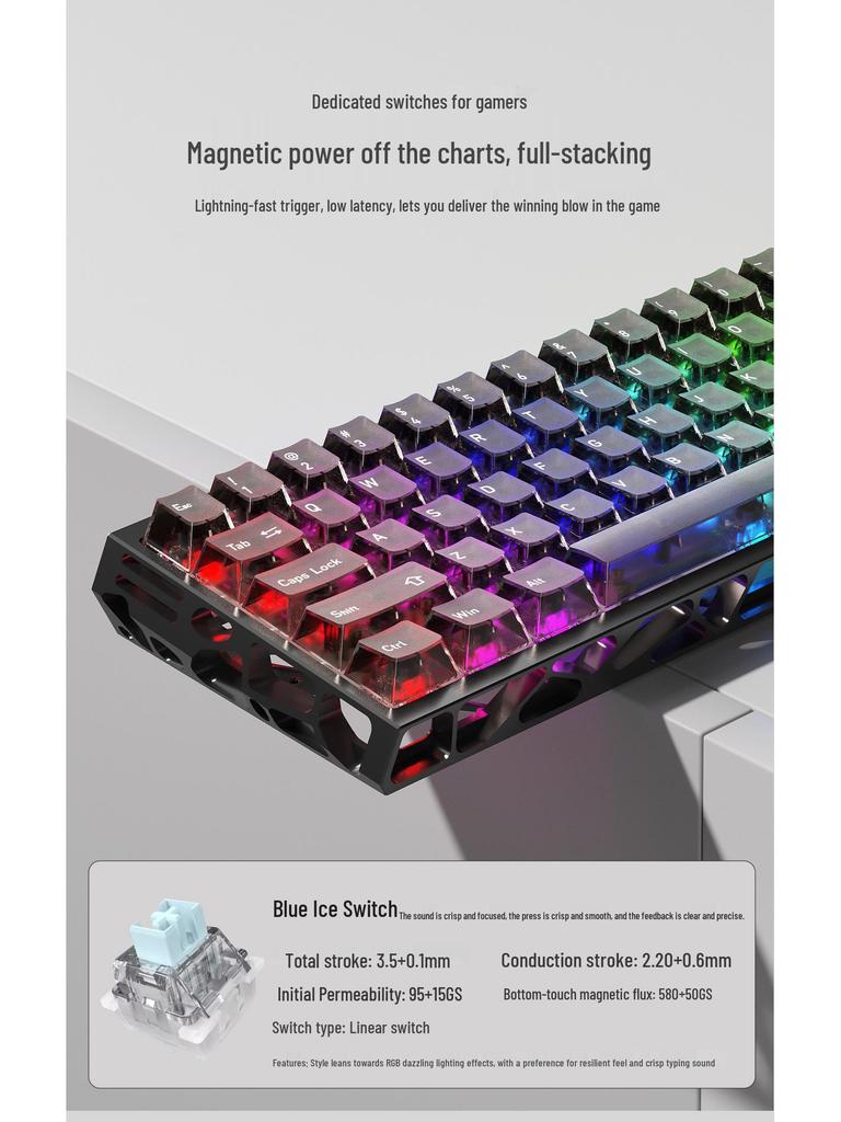 CNC Aluminum Alloy Hollow Magnetic Axis Pro Gaming Keyboard