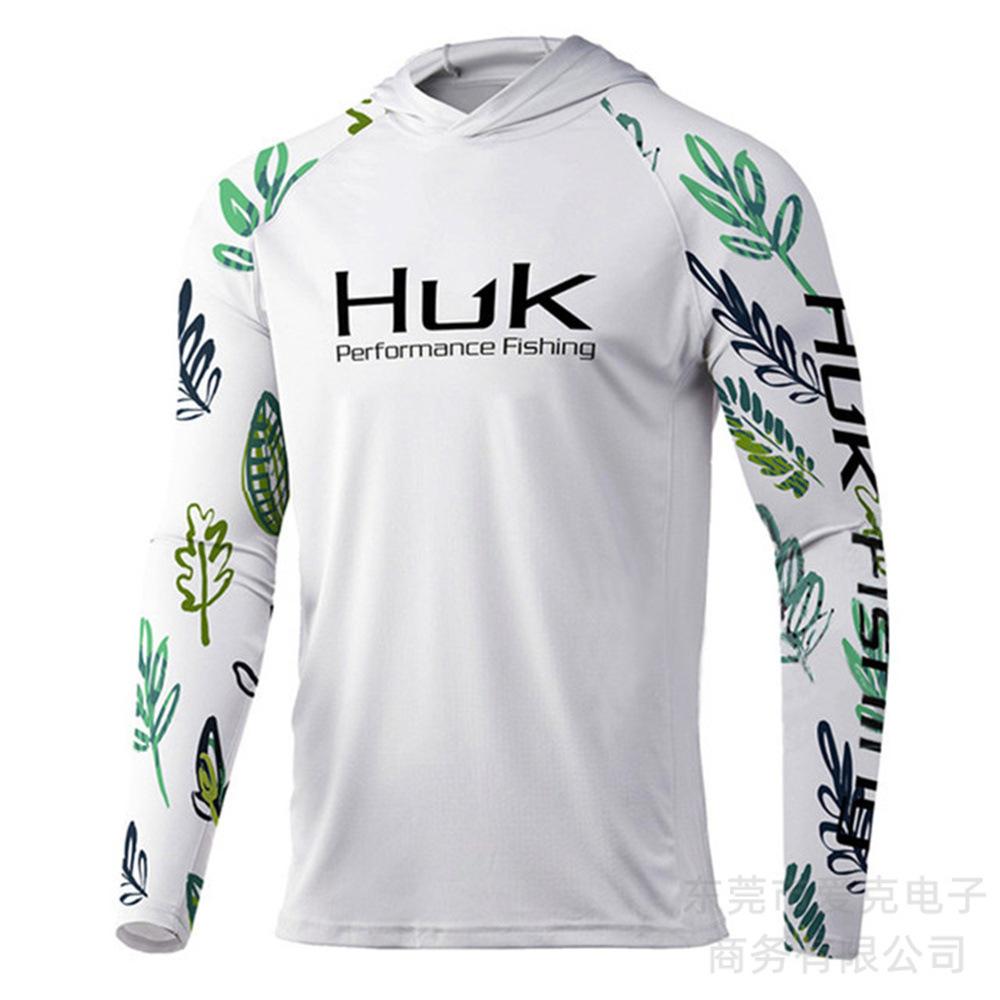 Hooded fishing suit, summer quick-dry long-sleeve men's T-shirt, outdoor sportswear, sun-protection shirt, lure fishing suit, breathable