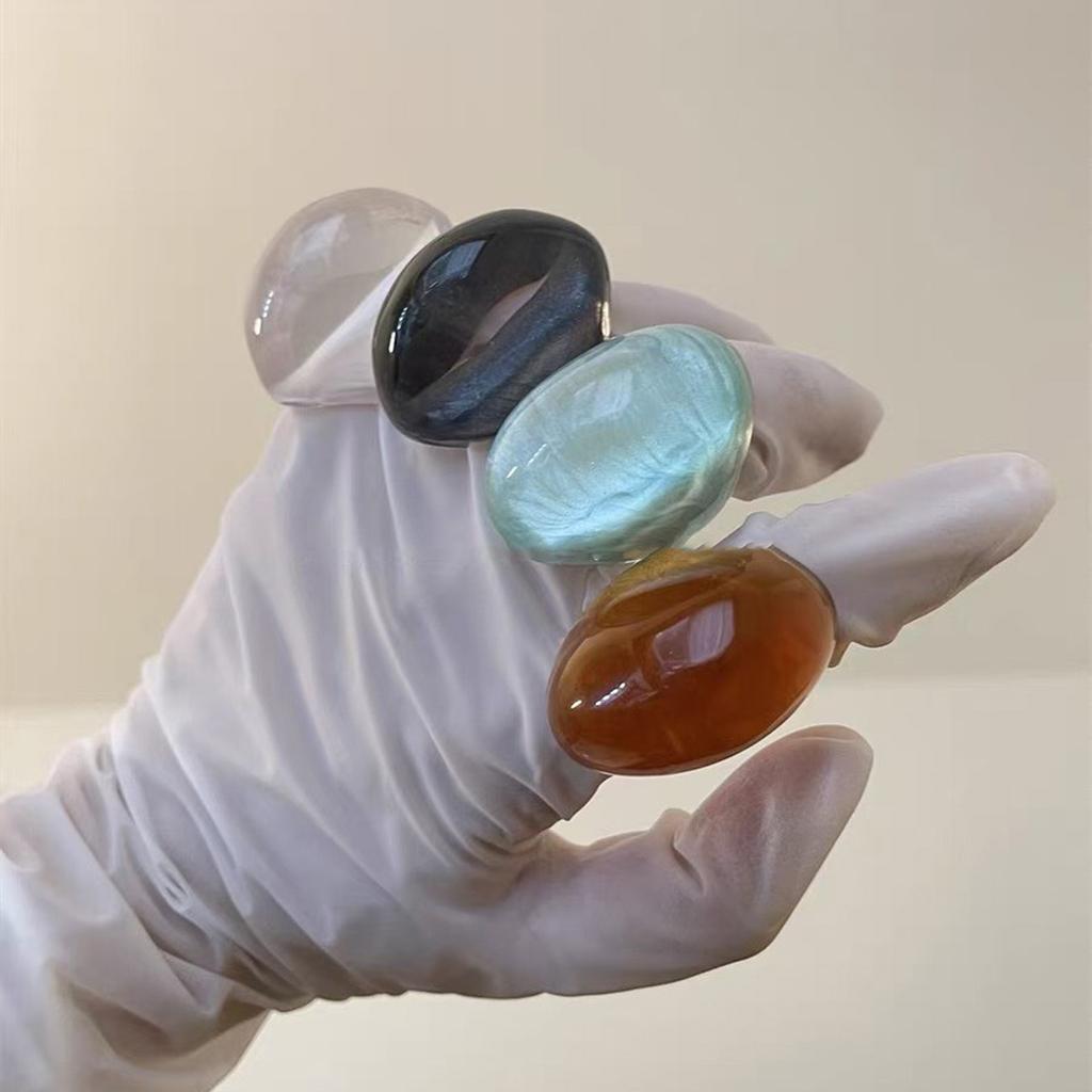 Pearlescent Inner Glaze Resin Ring Lightweight Comfort Fit Multiple Color Options For Daily Wear And Special Occasions