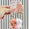 Cartoon Bear Couple Magnetic Keychain Set Resin Love Themed Keyring for Couples and Friend Bag Decoration Accessories