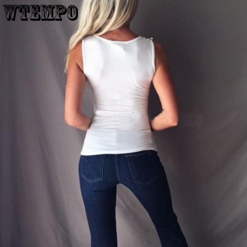 WTEMPO Women Clothing Sexy Solid Color Hollow Out Patchwork Lace Sleeveless Bodycon Vest Top