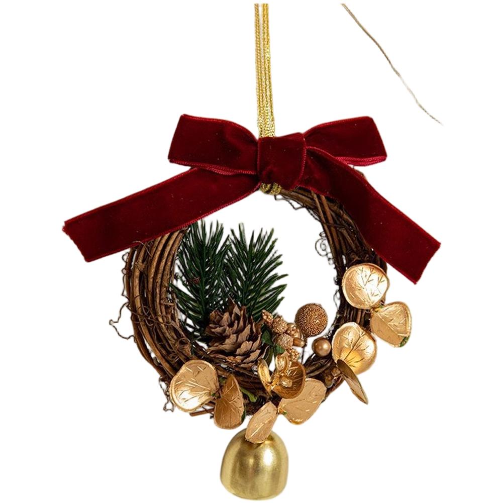 Dekorativer Glocken-Kranz Anhänger mit Tannenzapfen Beeren und Schleife Hängender Schmuck für Baum Auto Feiertag Saisonale Deko