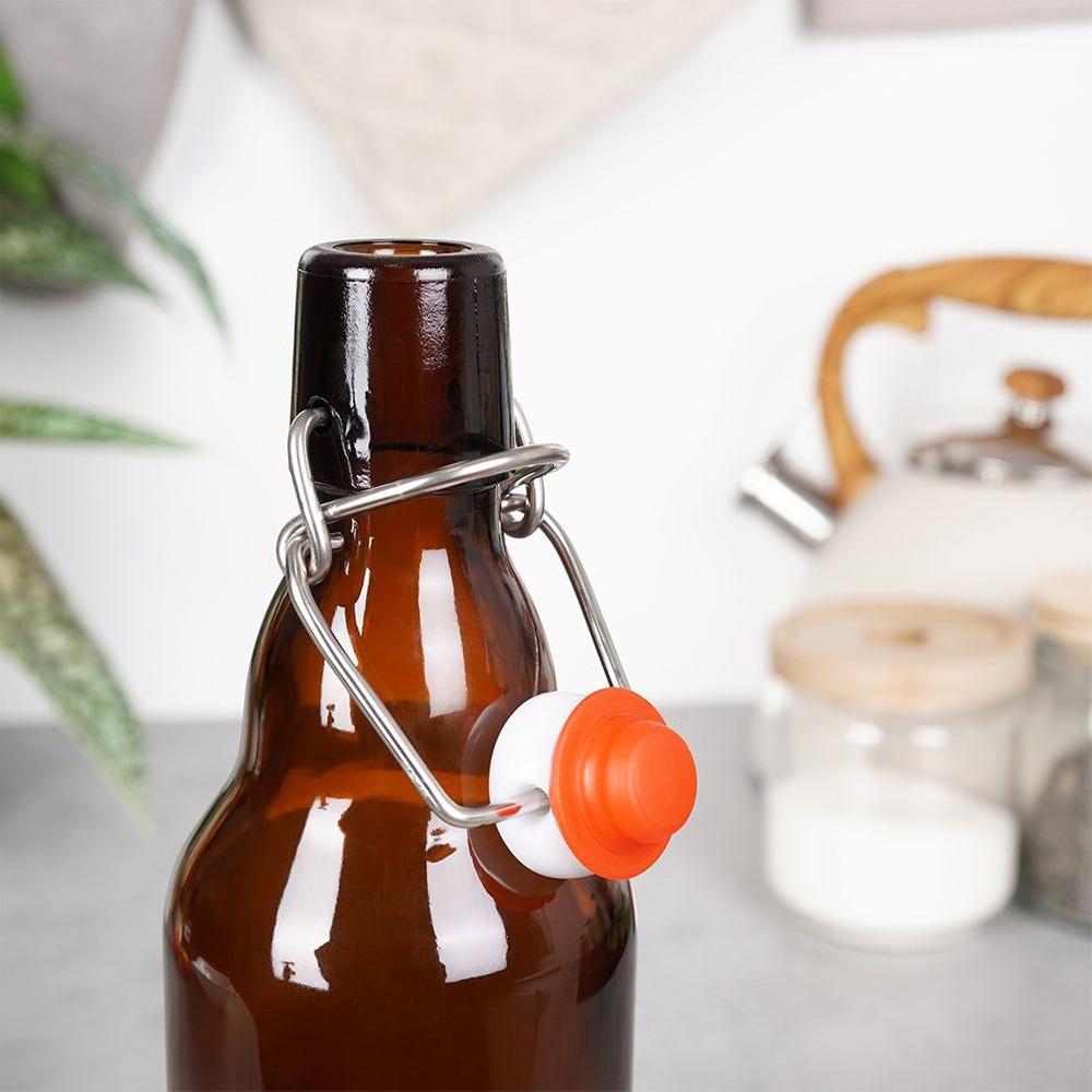 Butelka Szklana Brązowa z Klipsem na Oliwę Piwo Sok Syrop Nalewkę 340 ml
