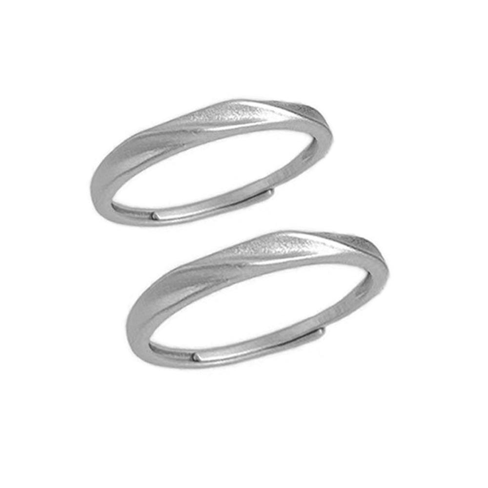S999 Sterling Silver Frosted Mobius Strip Couple Rings - Luxury Minimalist Wedding Bands