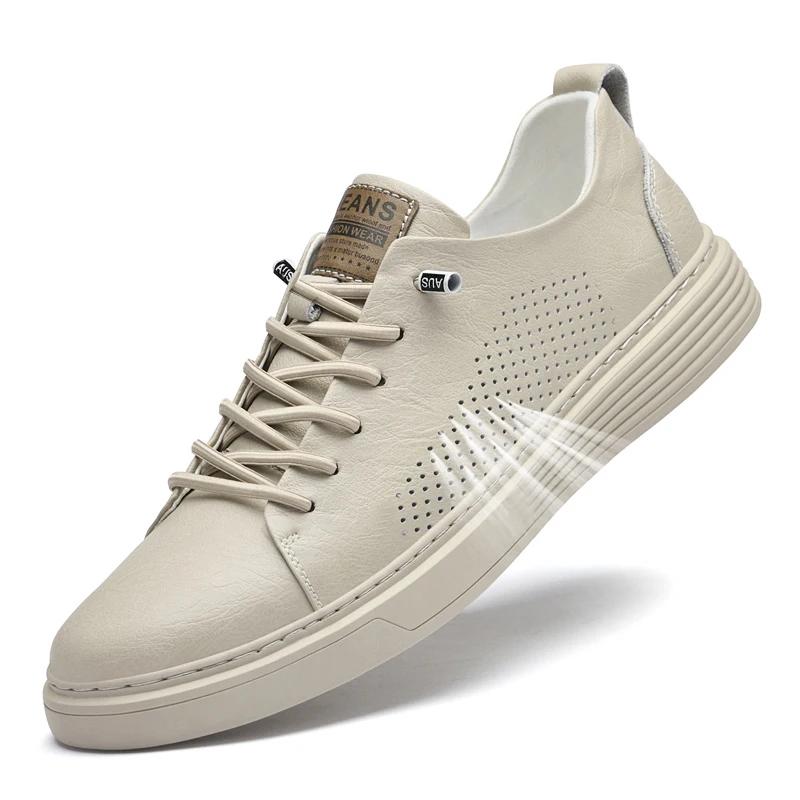 Fashion New Genuine Leather Mens Shoes Comfortable Outdoor Sneakers High Quality Skateboard Casual shoes Fashion Sport Male Footwear2024