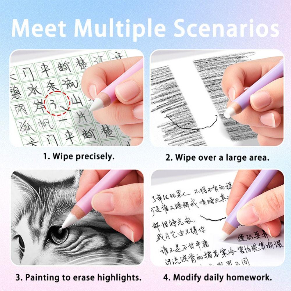 4pcs/set Colorful Pencil Rubber Pencil Shape Correction Eraser Multifunctional Eraser  Gift