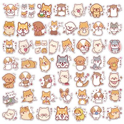 50pcs Lovely Cartoon Dogs Stickers Puppy Pattern PVC Waterproof Trend Sticker for Laptop Water Cup Helmet Bicycle Motorcycle Guitar Skateboard Decorat