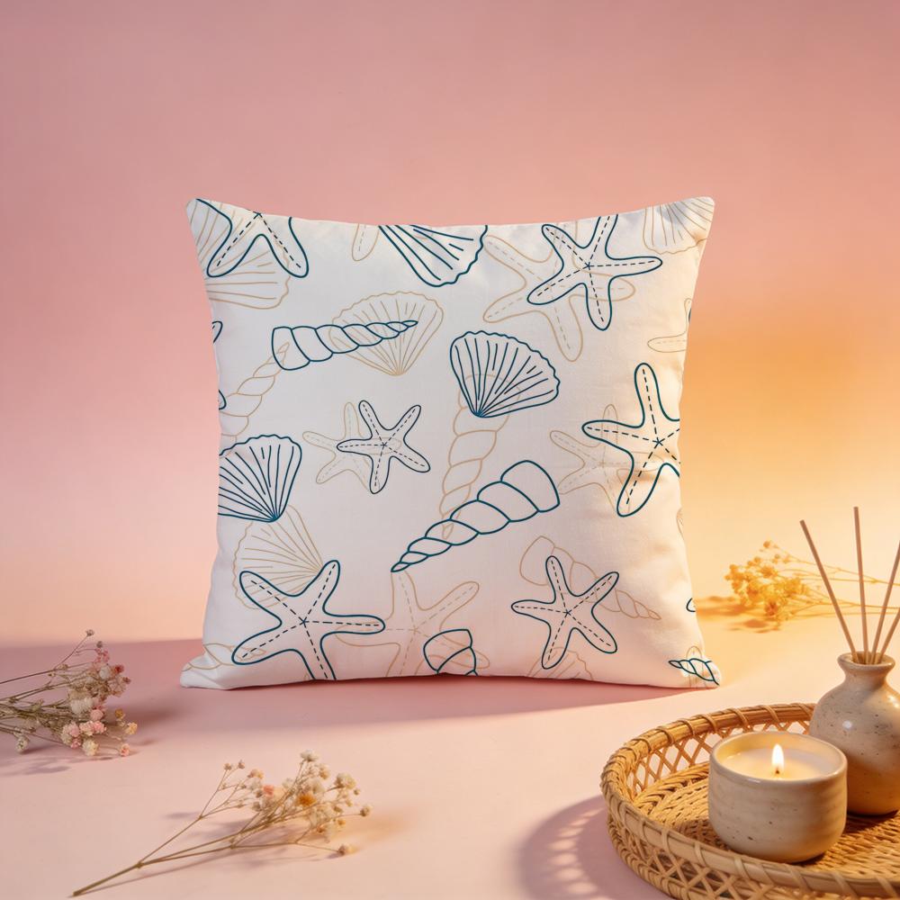 Shiny Coastal Seashell Design Cushion Cover Comfortable Durable Pillow Cover MultiScene for Home Office Car Sofa