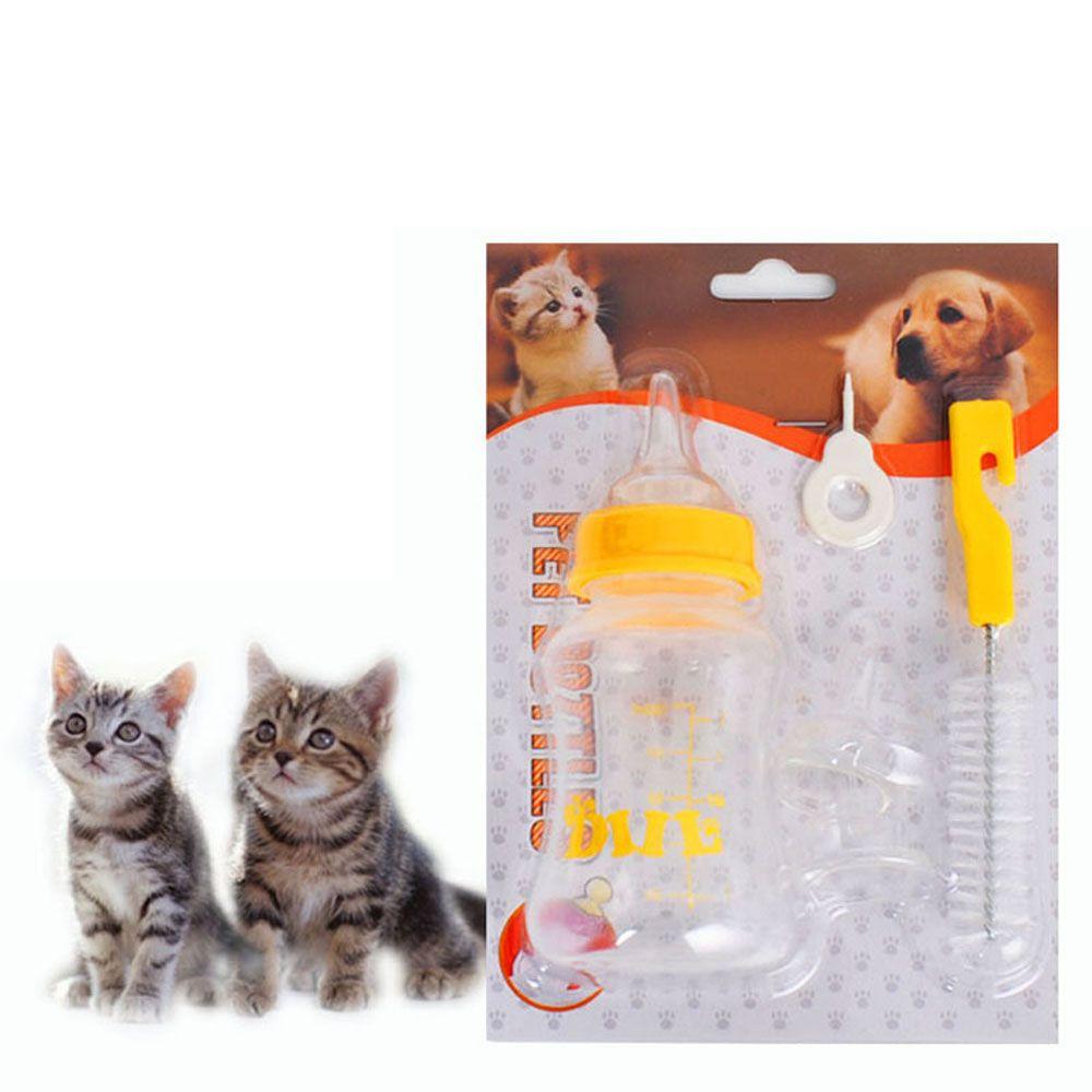 

1 Set Dog Kitten 60ml Feeding Bottle Nipple Nursing Bottle with Cleaning Brush Kit Pet Supplies разноцветный