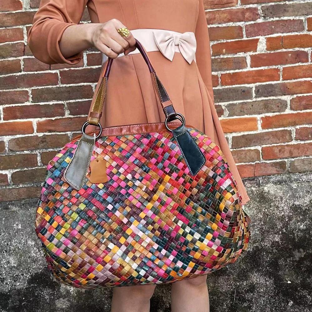 Fashion Genuine Leather Underarm Handbags Casual Women Girl Real Cowhide Shopping Tote Multicolor Designer Female Shoulder Bag