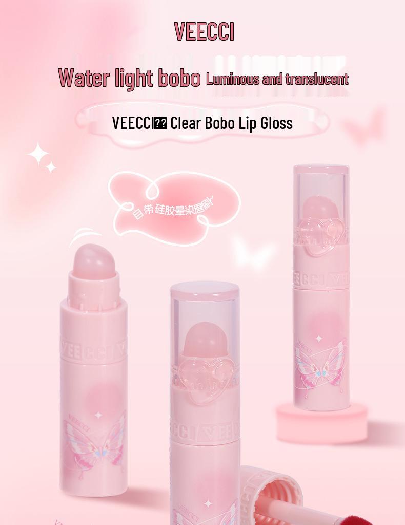 VEECCI Clear Bobo Lip Glaze: Long-lasting, Non-Transfer Double-Ended Lip Gloss.