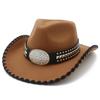 Fashion Contrast Color Personality Design Western Cowboy Hat Rivet Rhinestone Decoration Stage Suction Jazz Hat Versatile Top Hat