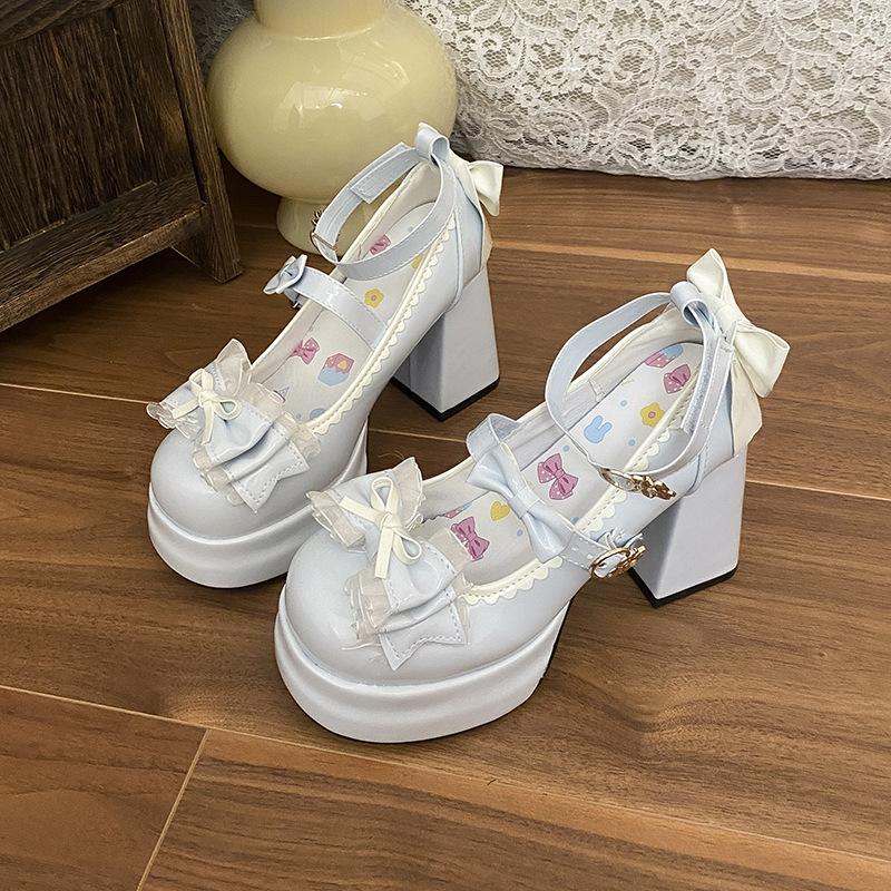 Scarpe Donna Carine alla Moda 2026 Autunno Nuove Scarpe da Donna con Fiocco Tacco Spesso Tacchi Alti Semplici Versatili Scarpe Mary Jane da Donna Zapatos