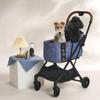 Combi ComPet FikaGO FREE TO GO 2 Hygge Note Automatic Folding Pet Cart for Dogs and Cats Compact Load Capacity Beige Beige/Gray/Blue 20kg_Hygge