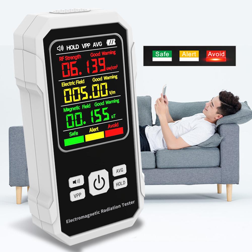 Electromagnetic Radiation Detector Multi-Function Magnetic-field Intensity Tester Backlight EMF Detection Device for Home Office