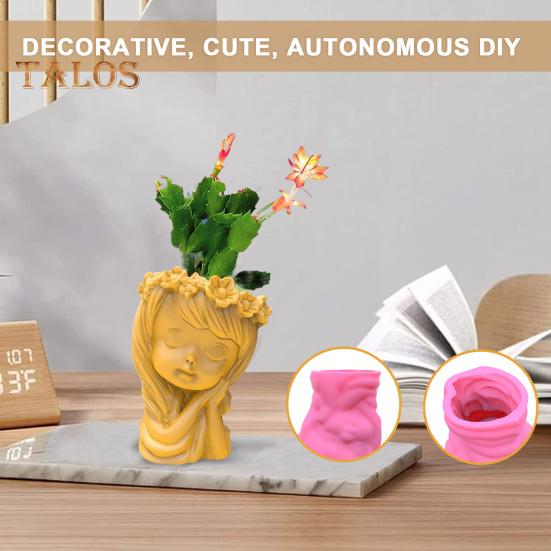 

Flowerpot Mould Convenient Operation Flowerpot Making Soft Touch Reusable Girl Portrait Pen Holder Mold Handmade Shop Tool