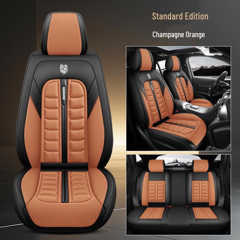 Universal All-Season Breathable Leather Car Seat Cover, Wear-Resistant, Full Surround, Fits Most Models