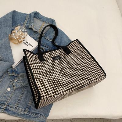 Large-capacity Bag Women's Spring and Summer Popular Shoulder Bag Plaid All-match Tote Bag Canvas Tote Bag Mommy Bag CLE