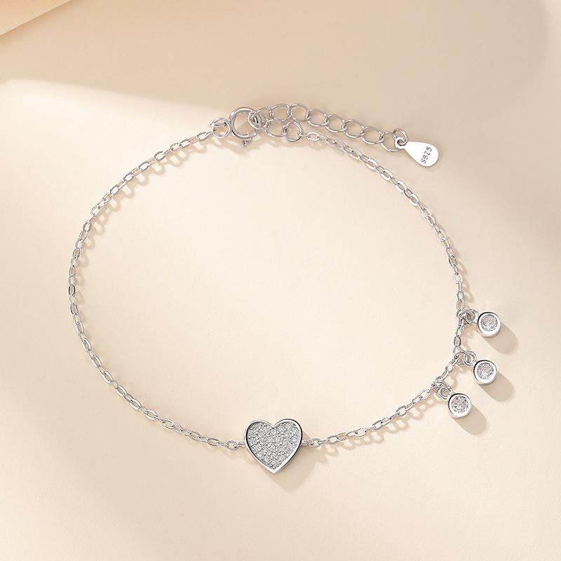 Women s S925 Sterling Silver Four-Leaf Clover Zircon Bracelet - Simple, Fashionable Lucky Clover Jewelry S925 Silver