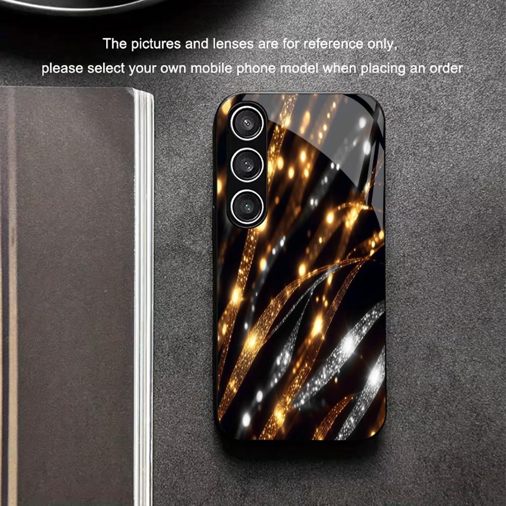 Gold and Silver Patterns PhoneCase Glass PhoneCase for Samsung Galaxy S26 S25 S24 S23 S22 S21 FE Ultra Plus Scratch Proof Smooth