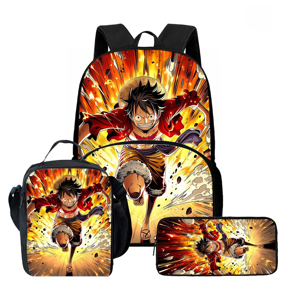 3-in-1 One Piece Backpack Set for Boys Girls Age 6-10, Light Weight School Kit with Front Pocket with Lunch Bag and Pencil Case