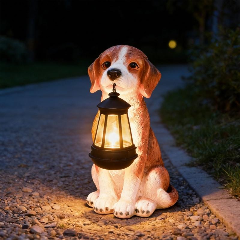 Sun Powered American Cocker Spaniel Figure Light For Yard Enhancement Featuring LED Warm Light And Water Resistant Construction