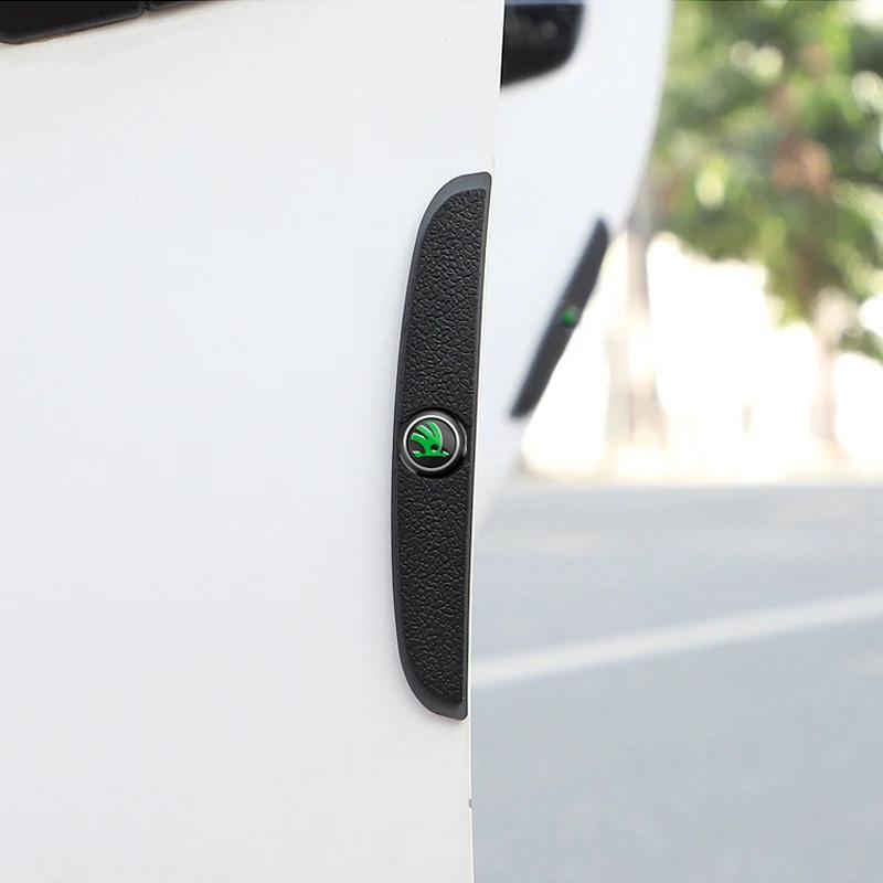 Car Sticker 4Pcs Rubber Anti Collision Strip Car Door Rearview Mirror Protector Stickers For Skoda Mk3 Yeti Kamiq Kodiaq Karoq O Ulnm83