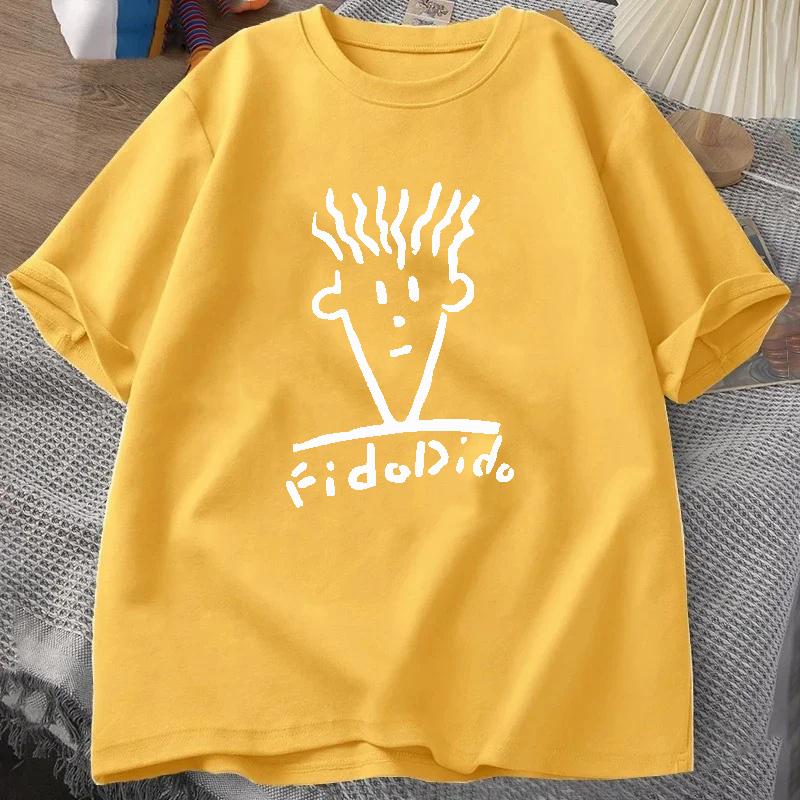 Man Black Tshirts Summer T-shirt Fido Dido Face T-Shirt Boys White T Shirts Sweat Shirt Men's Clothing Loose Casual Streetwear