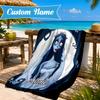 Custom Name Corpse Bride Art Heart In Space Adventure Microfiber Beach Towel, Lightweight for Summer Travel, Swimming Pool Fan Gift