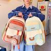 Large Capacity Girls Backpack Color Contrast Student Schoolbag