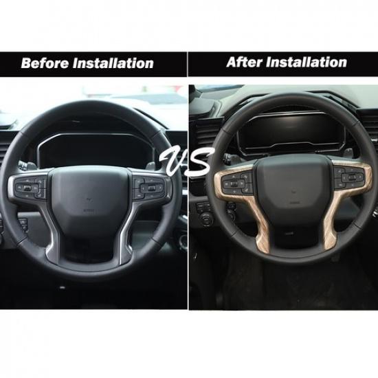 2X Car Steering Wheel Decorative Cover Trim For Chevrolet Silverado 1500 -23