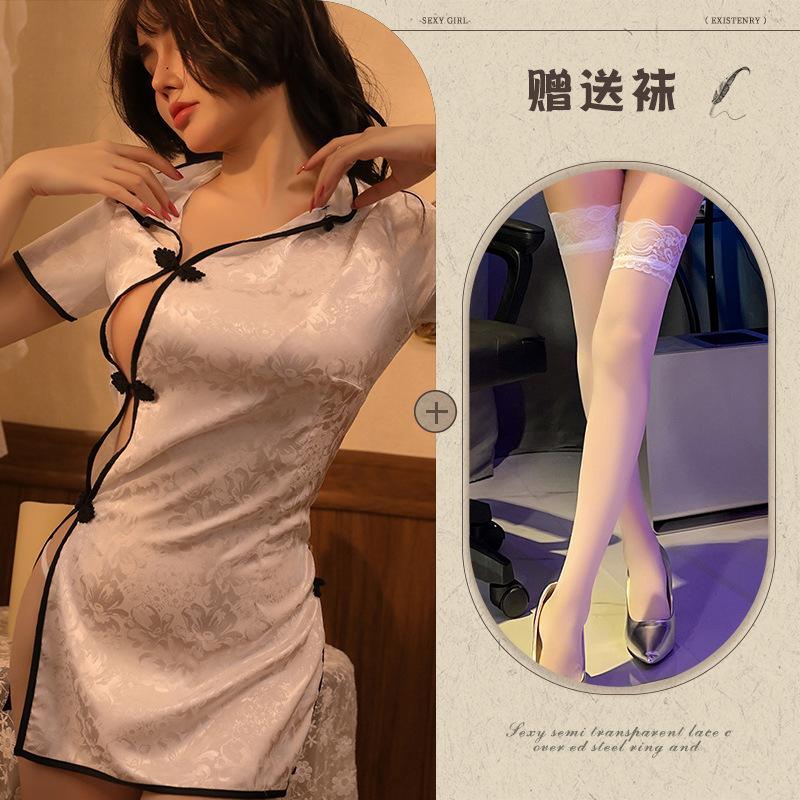 New Retro Republic of China Style Sexy Underwear Uniform Passion Slit Hot Short Cheongsam