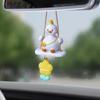 Cute Anime Car Accessory Swing Duck Pendant Auto Rearview Mirror Ornaments Birthday Gift Couple Accessories