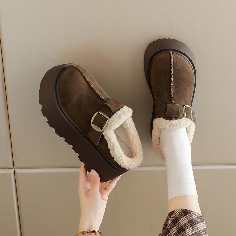 

2025 Winter Women s Height-Increasing Platform Snow Boots with Thick Sole and Plush Lining 42 кавовий