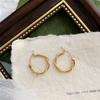 French Retro Gold-Plated Twisted Hoop Earrings - Titanium Steel Studs for Women, European-American Fashion.