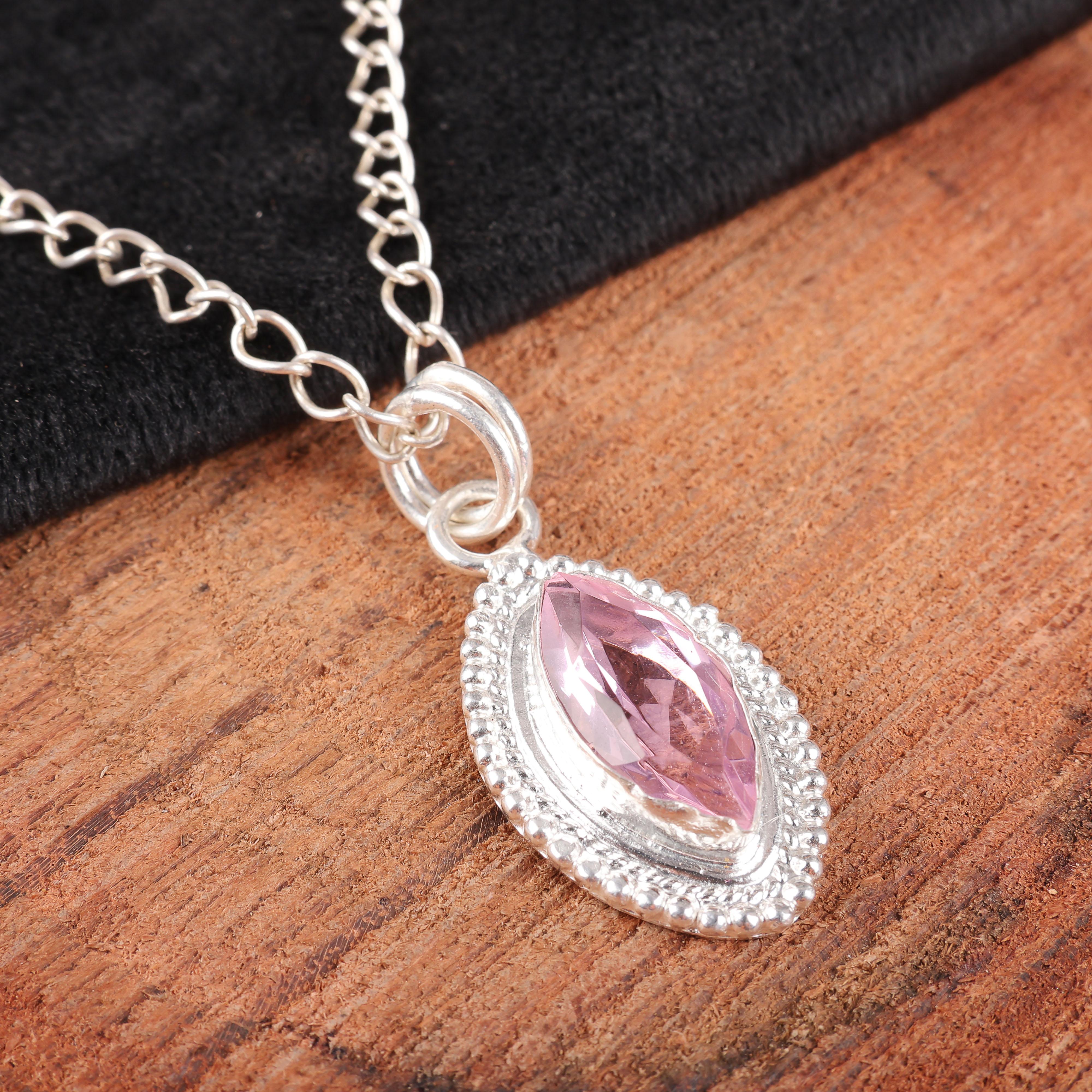 

Кулон с морганитом, Кулон из цельного стерлингового серебра 925 пробы с драгоценным камнем ручной работы, Изящное украшение, Для подарка на помолвку 1.43 Inches розовый