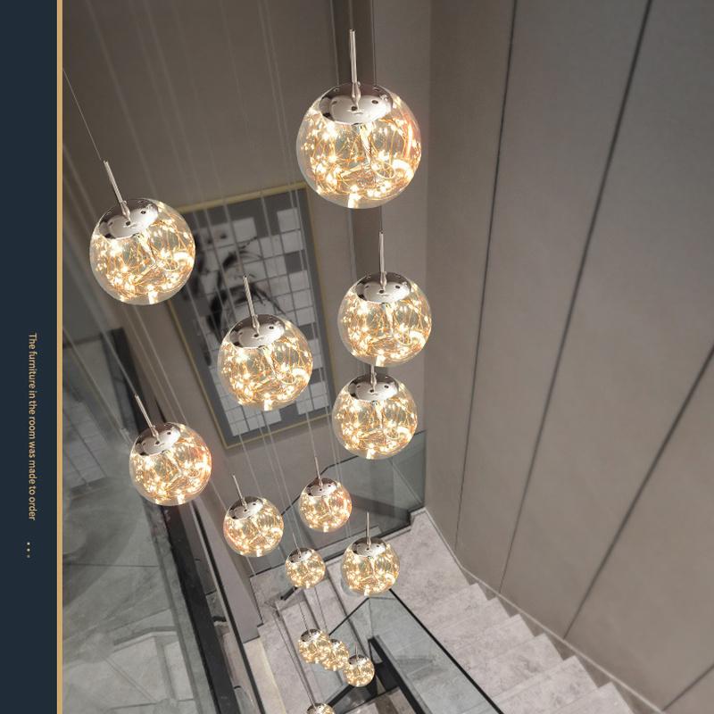 Modern Spiral Chandelier Living Room Villa Loft  Dining Room Kitchen Chandelier Ball Stair Pendant