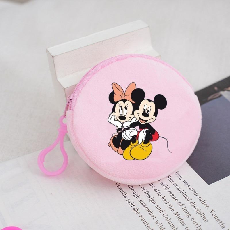 Disney Mickey Minnie Fashion Accessories Zipper Bag and Keychain - Cute Cartoon Mini Keychain Storage Bag