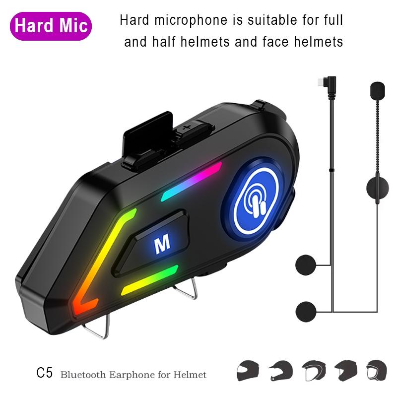 Wireless Motorcycle Helmet Intercom 1000mAh Battery 48H Talk Time Waterproof