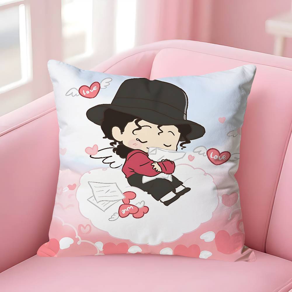 Lindas Fundas de Almohada Chibi de Michael Jackson para Dormitorio Sala de Estar Sofá Decoración del Hogar Funda de Cojín de Poliéster con Cremallera
