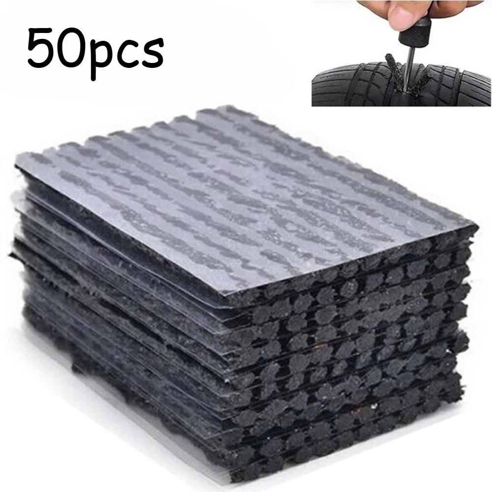 50pcs Tubeless Tire Repair Strips – Rubber Plug Cords for Puncture Fix, Uses for Car Bike Motorcycle Emergency Leak Sealing