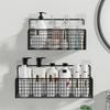 "Punch-Free Bathroom Wall Racks - Storage for Toiletries, Dorm Bedroom, or Books"